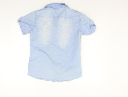 Womens UK Size M Preworn Blue Basic Button-Up