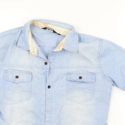 Womens UK Size M Preworn Blue Basic Button-Up