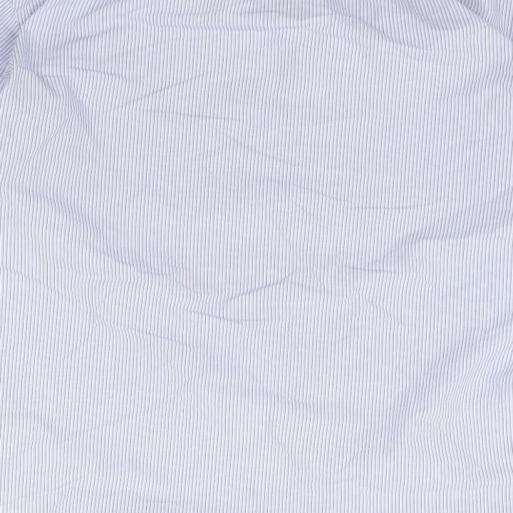 Mens UK Size 16 Marks and Spencer Blue  Button-Up Long Sleeve Casual Shirt