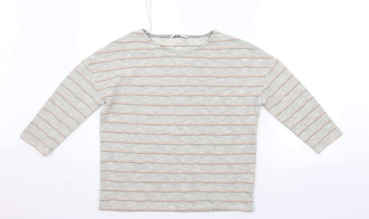 Tu Womens Grey Striped  Pullover Jumper Size 10