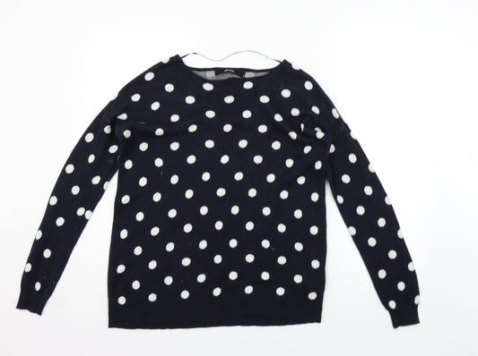 VERO MODA Womens Blue Polka Dot  Pullover Jumper Size S