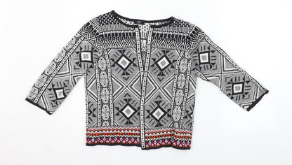F&F Womens Black Geometric  Cardigan Jumper Size 8