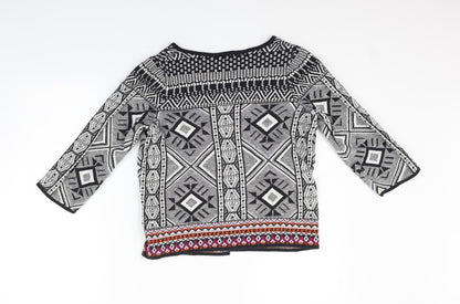 F&F Womens Black Geometric  Cardigan Jumper Size 8
