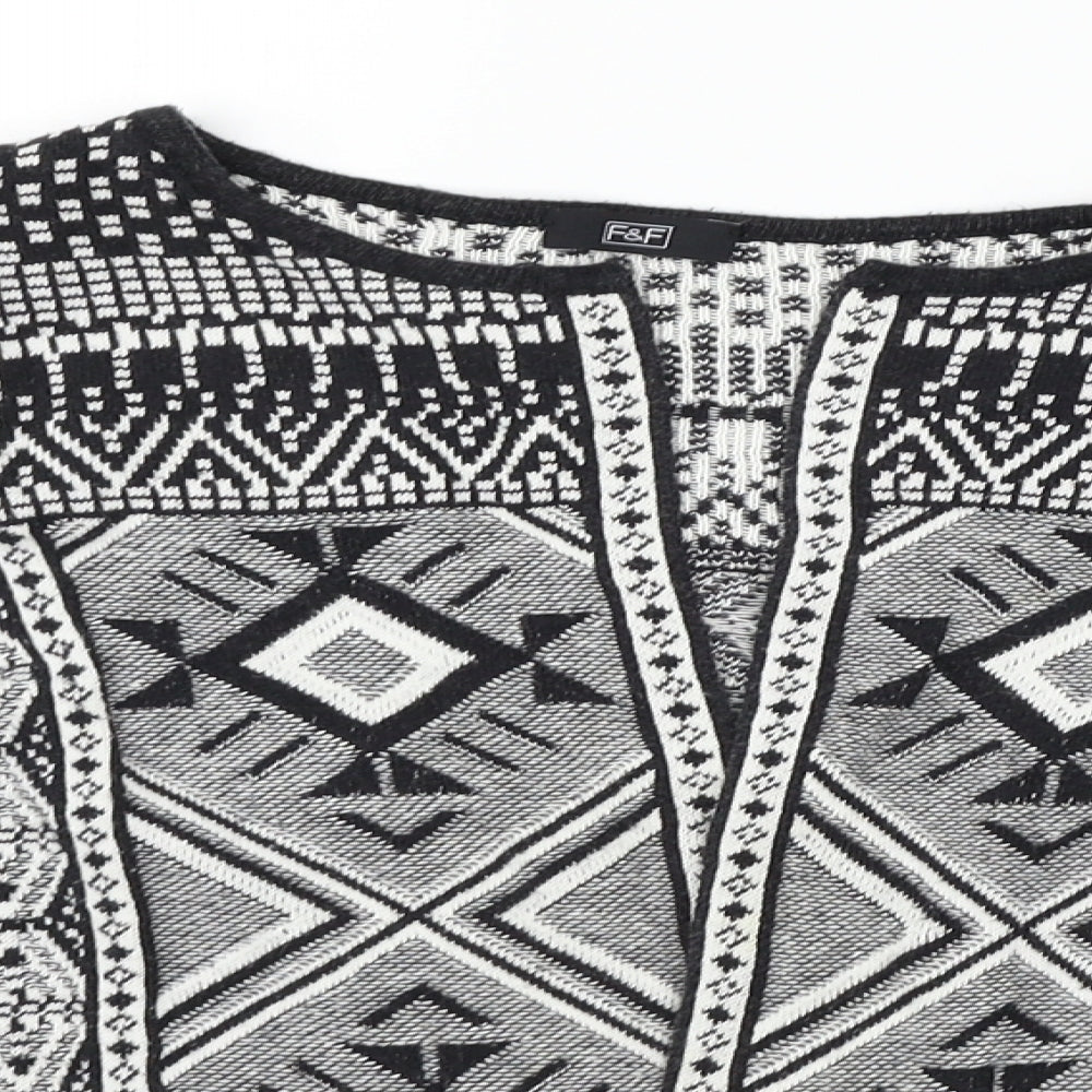 F&F Womens Black Geometric  Cardigan Jumper Size 8