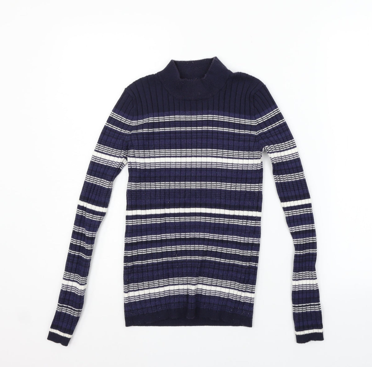 Additional front view of Atmosphere women’s blue striped jumper, size UK 12