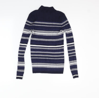 Back view of Atmosphere women’s blue striped jumper, size UK 12