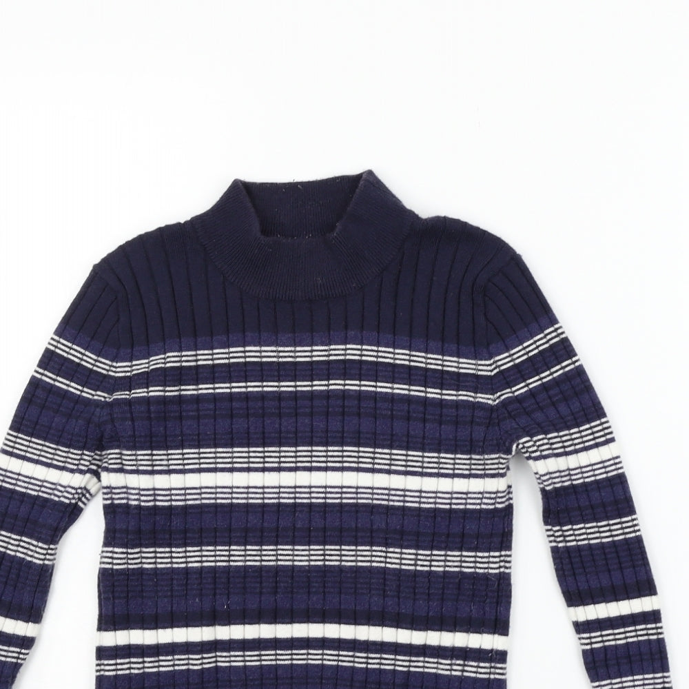Close-up detail of Atmosphere women’s blue striped jumper, size UK 12
