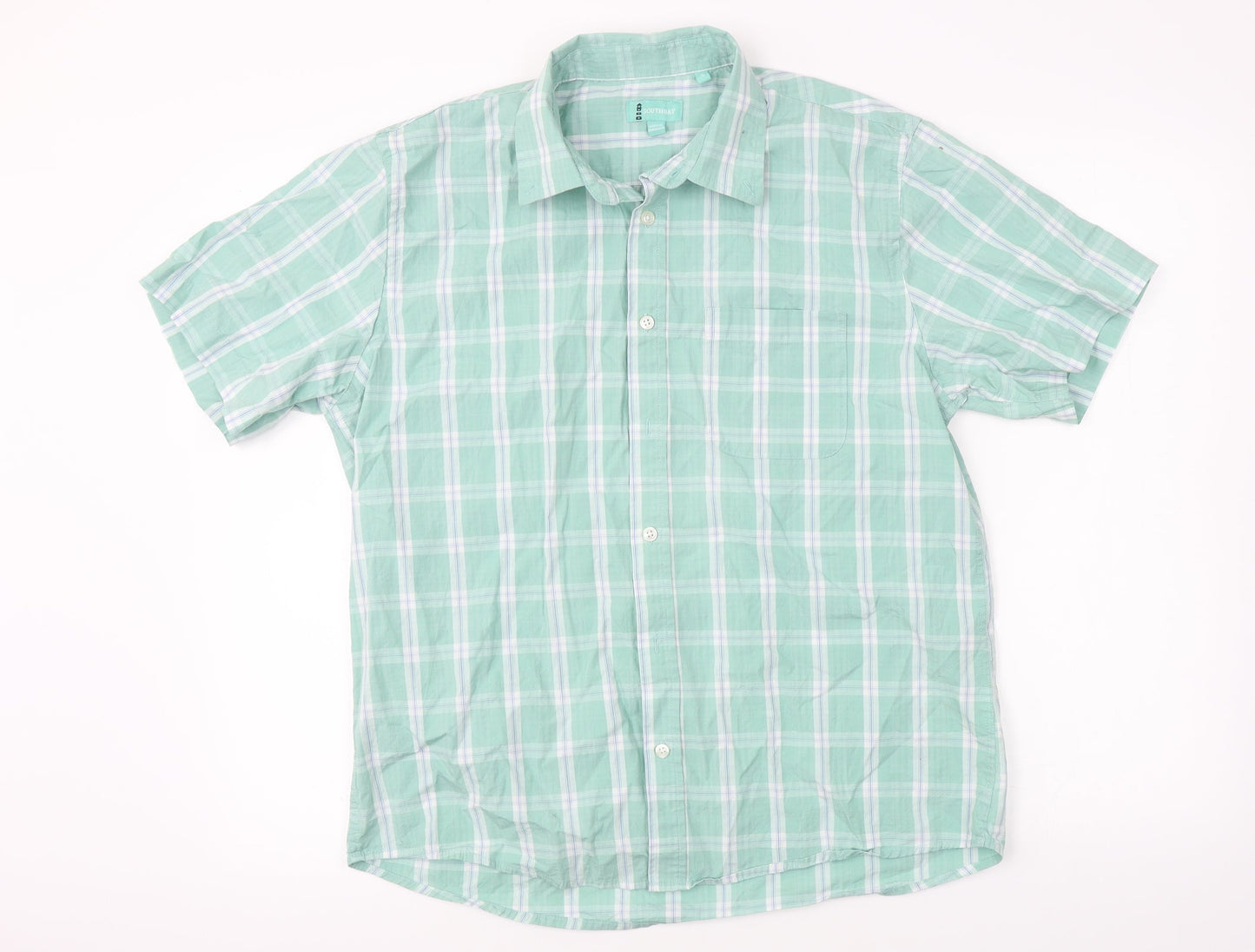 South Bay Mens Green Check   Button-Up Size S