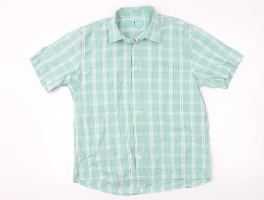 South Bay Mens Green Check   Button-Up Size S