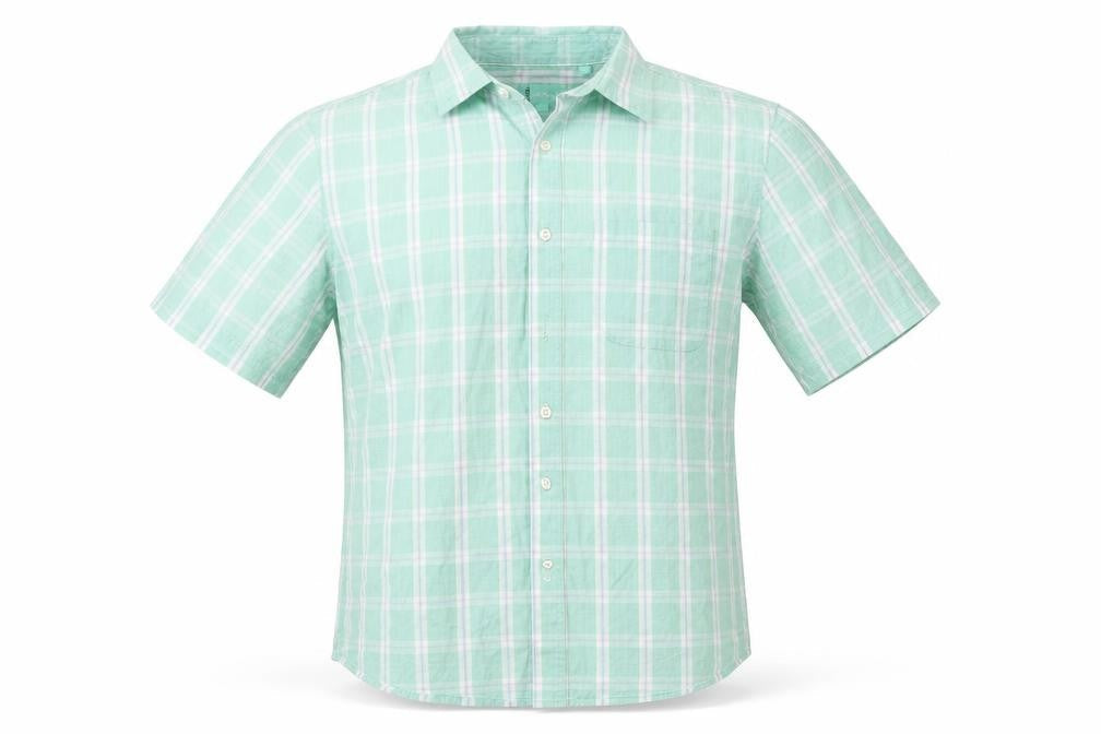 Mens UK Size S South Bay Green  Button-Up Short Sleeve Casual Shirt