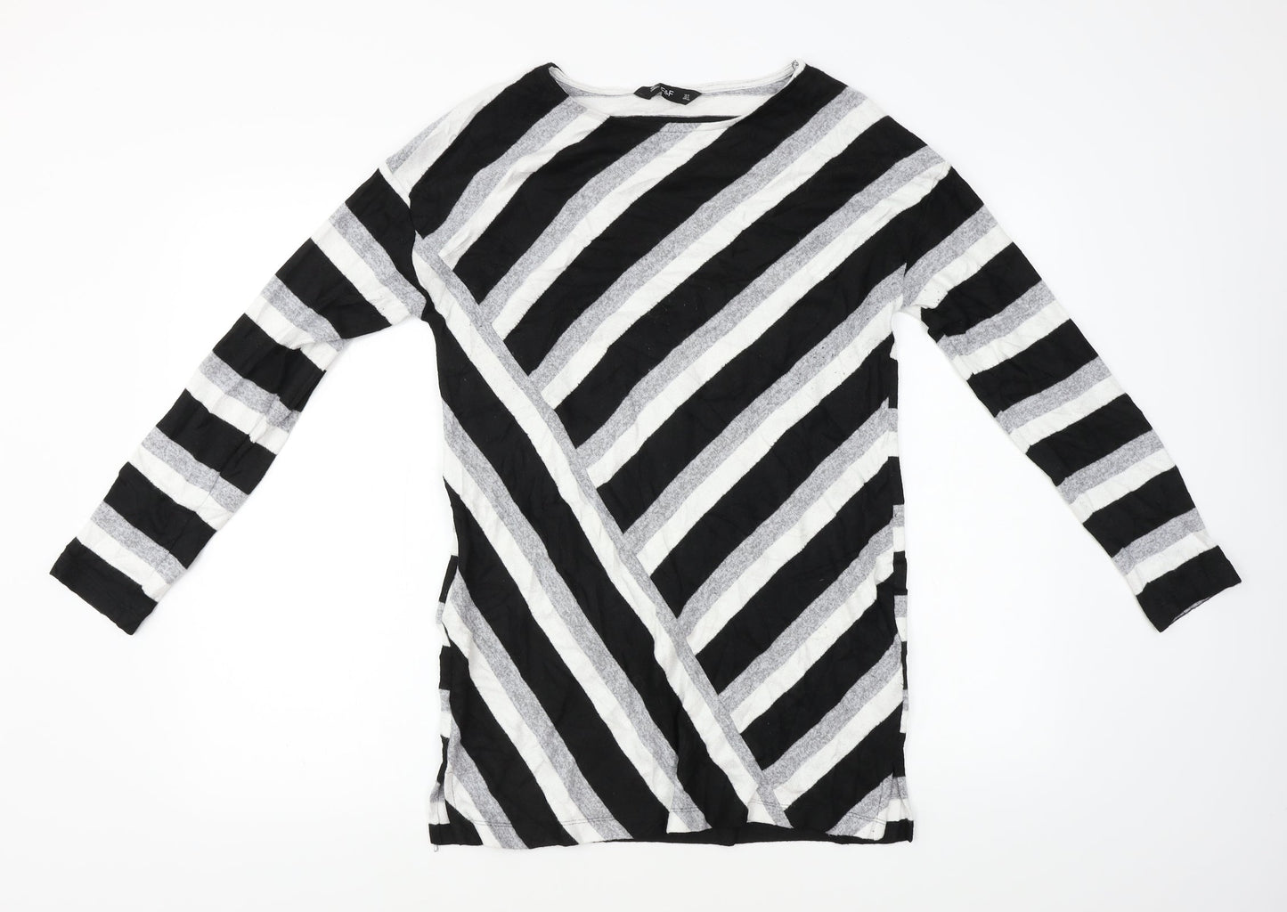 F&F  Womens Black Striped  A-Line  Size 8