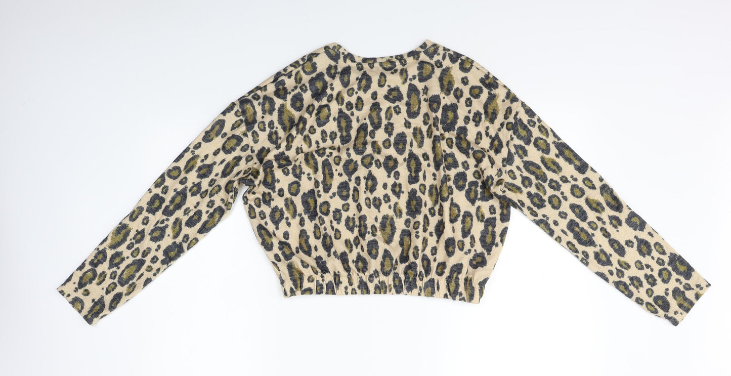 River Island Girls Beige Animal Print  Pullover Jumper Size 11-12 Years