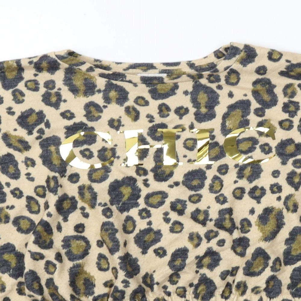 River Island Girls Beige Animal Print  Pullover Jumper Size 11-12 Years
