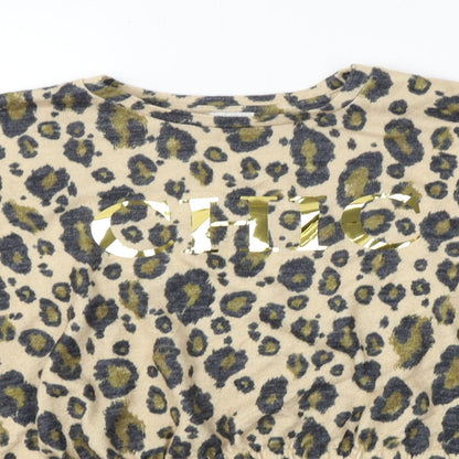 River Island Girls Beige Animal Print  Pullover Jumper Size 11-12 Years