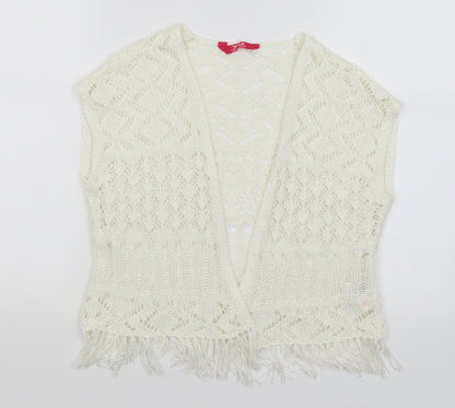 YD Girls White   Wrap Jumper Size 7-8 Years