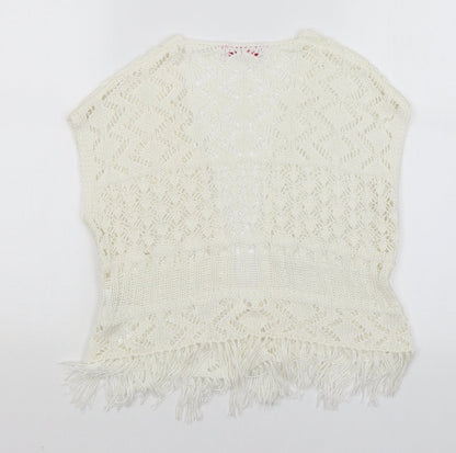 YD Girls White   Wrap Jumper Size 7-8 Years