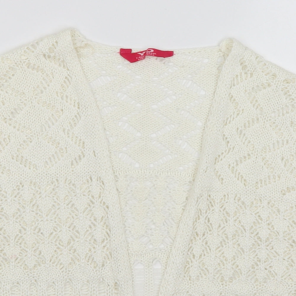 YD Girls White   Wrap Jumper Size 7-8 Years