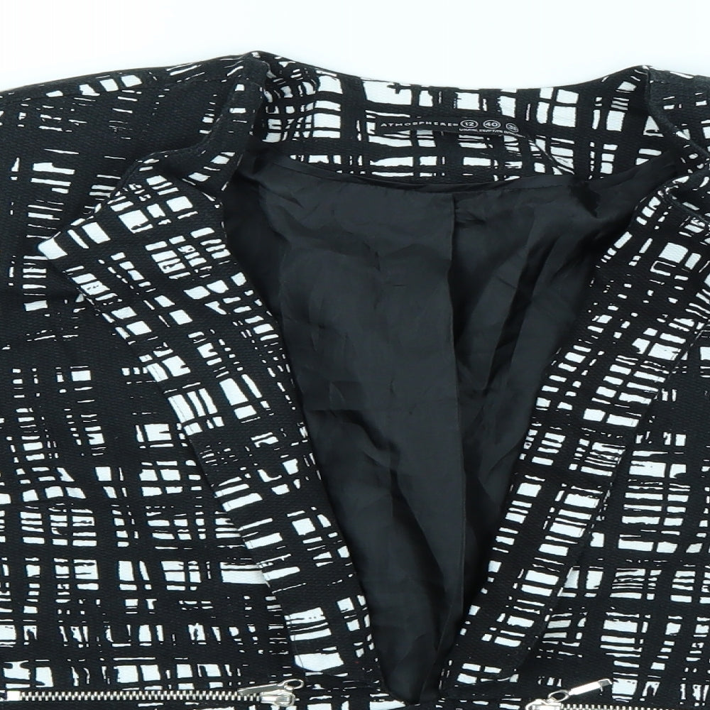 Primark Womens Black Check  Jacket Coatigan Size 12