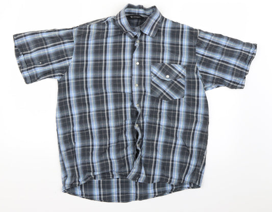 South Bay Mens Blue Plaid   Button-Up Size S