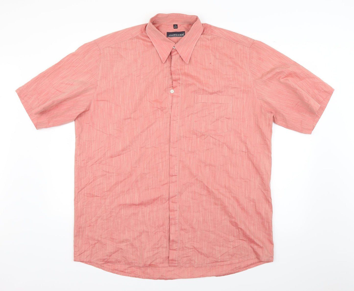 Mens UK Size L Jupiter Red  Button-Up Short Sleeve Casual Shirt