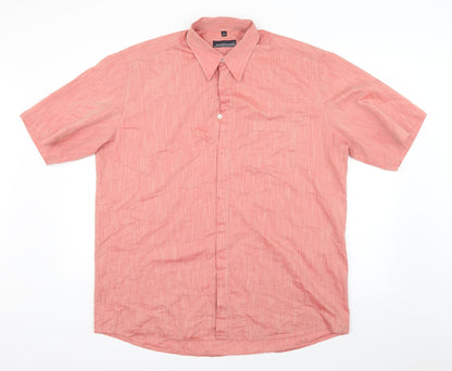 Mens UK Size L Jupiter Red  Button-Up Short Sleeve Casual Shirt