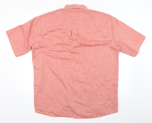 Mens UK Size L Jupiter Red  Button-Up Short Sleeve Casual Shirt