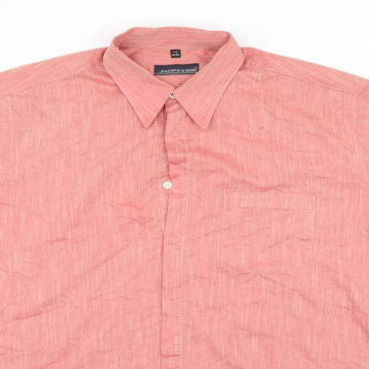 Mens UK Size L Jupiter Red  Button-Up Short Sleeve Casual Shirt