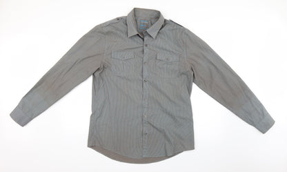 River Island Mens Blue Striped   Button-Up Size L