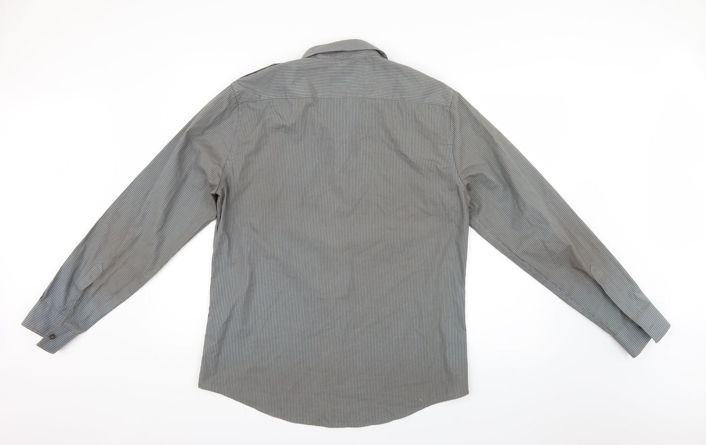 River Island Mens Blue Striped   Button-Up Size L