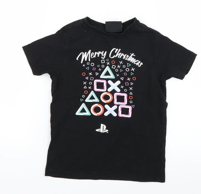George Boys Black   Basic T-Shirt Size 5-6 Years  - Playstation