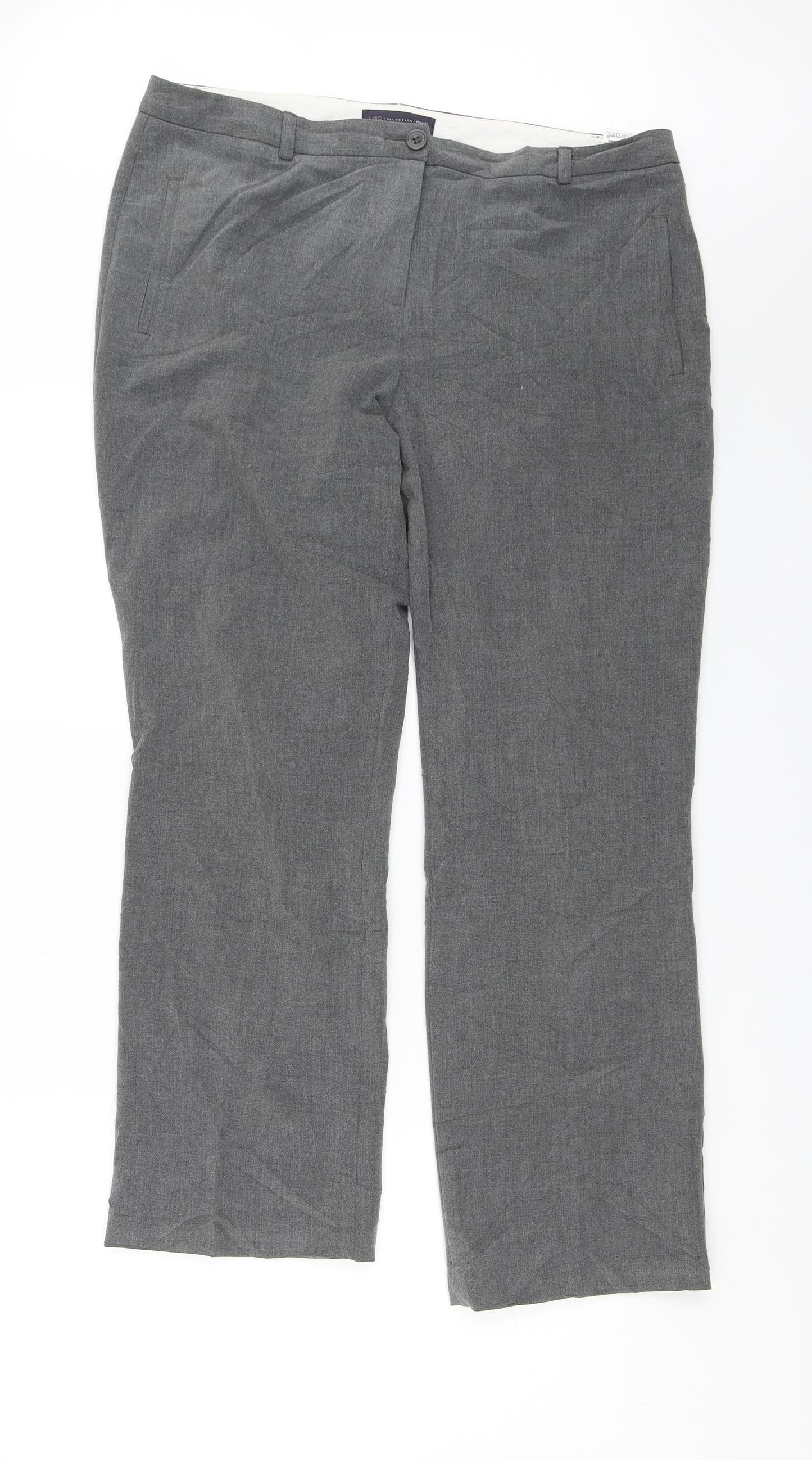 Womens UK Size 14 M&S Regular Fit Dress Pants Grey Trousers