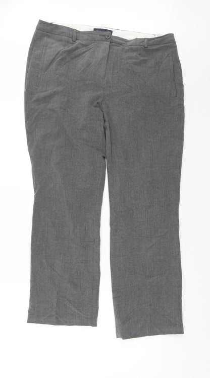 Womens UK Size 14 M&S Regular Fit Dress Pants Grey Trousers