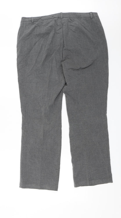 Womens UK Size 14 M&S Regular Fit Dress Pants Grey Trousers