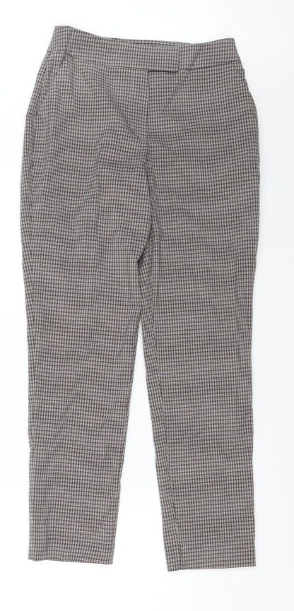 Warehouse Womens Brown Check  Dress Pants Trousers Size 8 L25 in