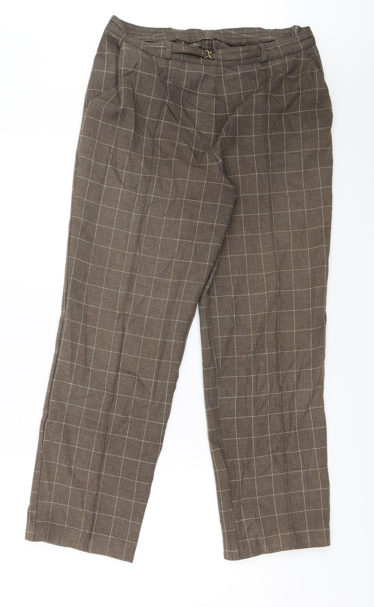Womens UK Size 12 Marks and Spencer Regular Fit Capri Brown Trousers