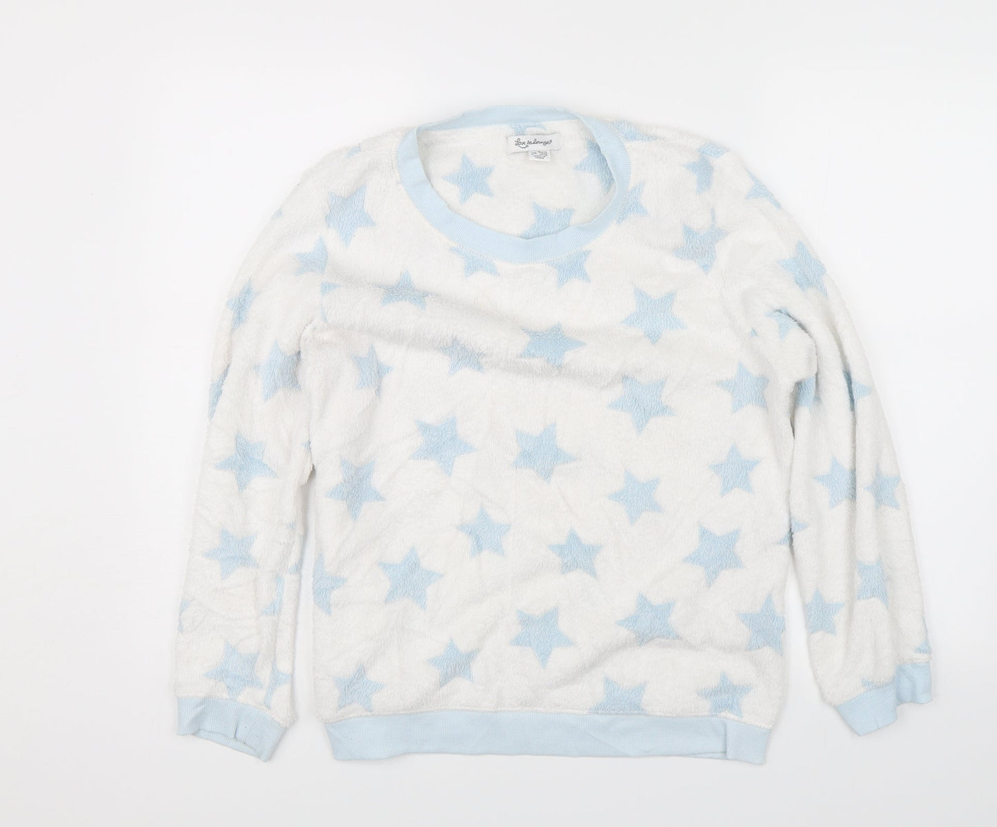 Love to Lounge Womens White Solid  Top Pyjama Top Size M  - stars