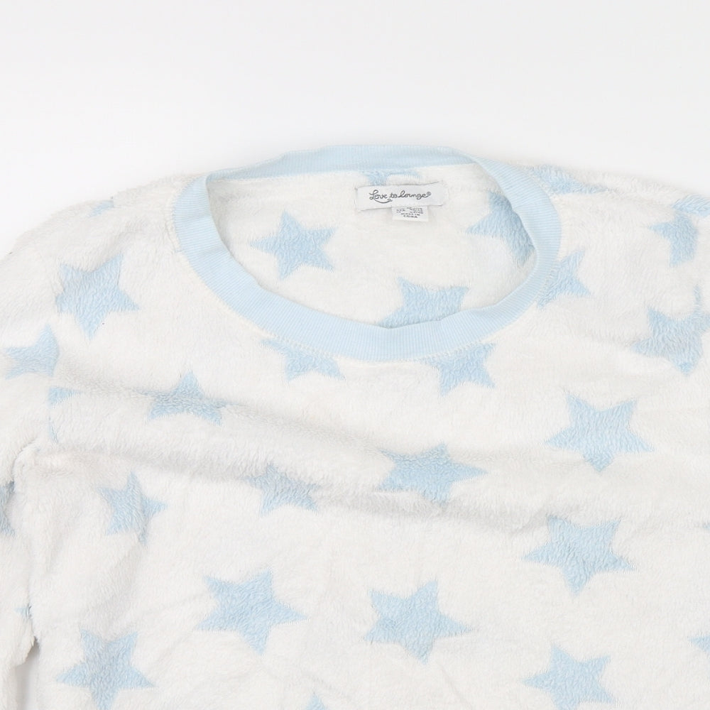 Love to Lounge Womens White Solid  Top Pyjama Top Size M  - stars