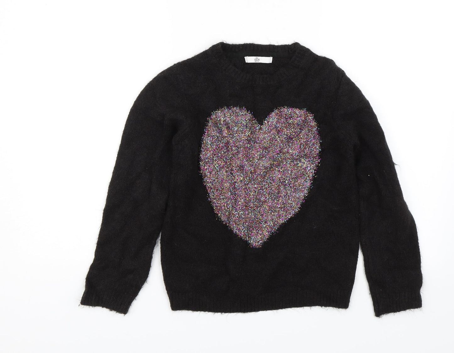 M&S Girls Black   Pullover Jumper Size 11-12 Years  - Heart