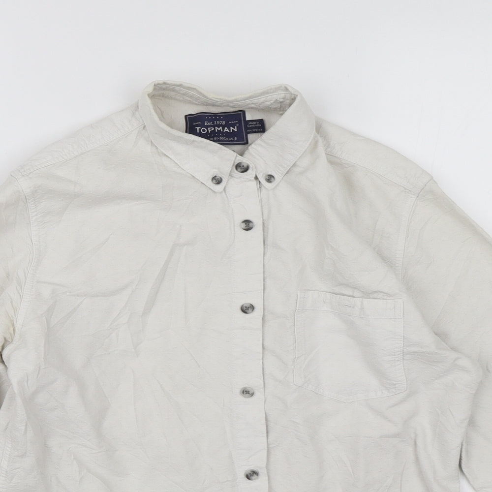Mens UK Size S Topman White  Button-Up Long Sleeve Casual Shirt