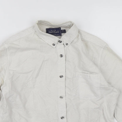 Mens UK Size S Topman White  Button-Up Long Sleeve Casual Shirt