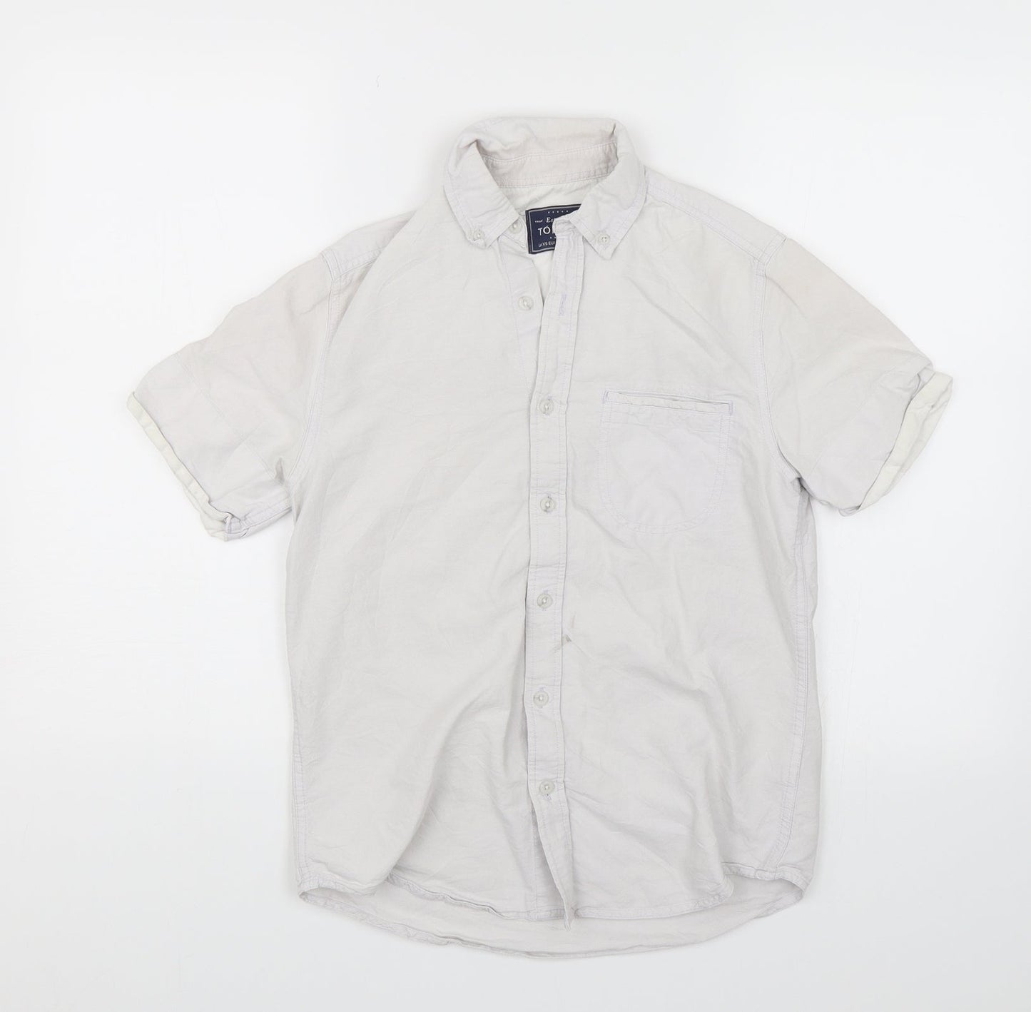 Mens UK Size XS Topman White  Button-Up Short Sleeve Casual Shirt