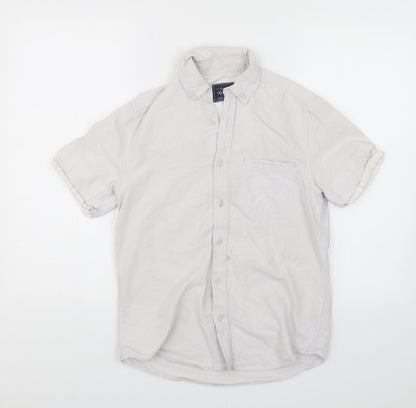 Mens UK Size XS Topman White  Button-Up Short Sleeve Casual Shirt