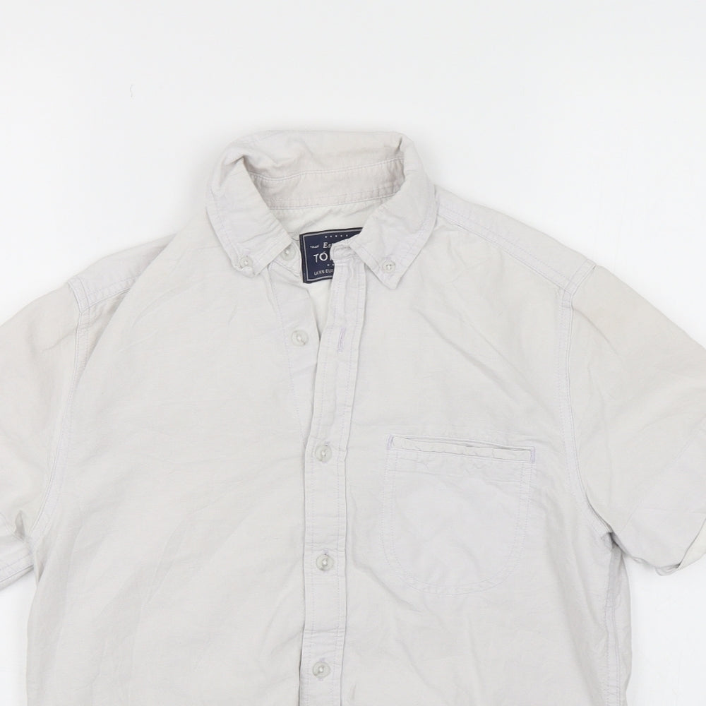 Mens UK Size XS Topman White  Button-Up Short Sleeve Casual Shirt