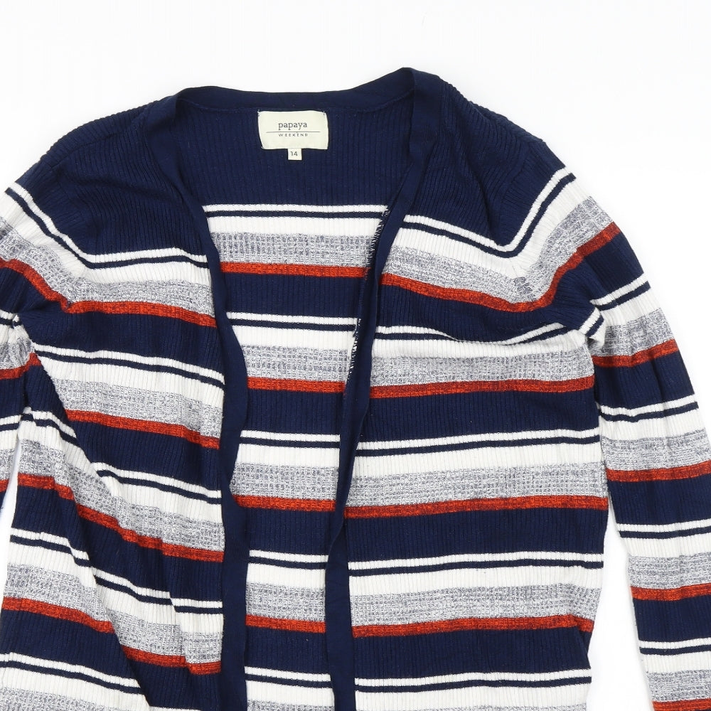 Papaya Womens Blue Striped  Jacket  Size 14