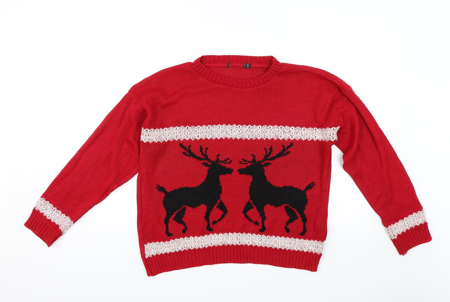 Preworn Womens Red   Pullover Jumper Size S  - Deer