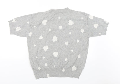 M&S Womens Grey   Basic Blouse Size M  - Hearts