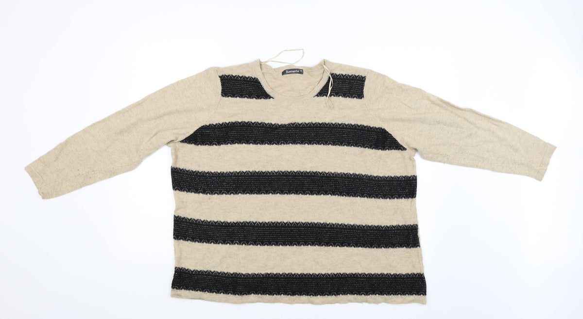 Bonmarché Womens Beige Striped Pullover Jumper Size XL