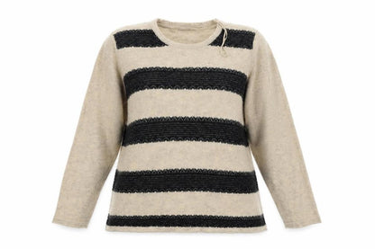 Bonmarché Womens Beige Striped Pullover Jumper Size XL