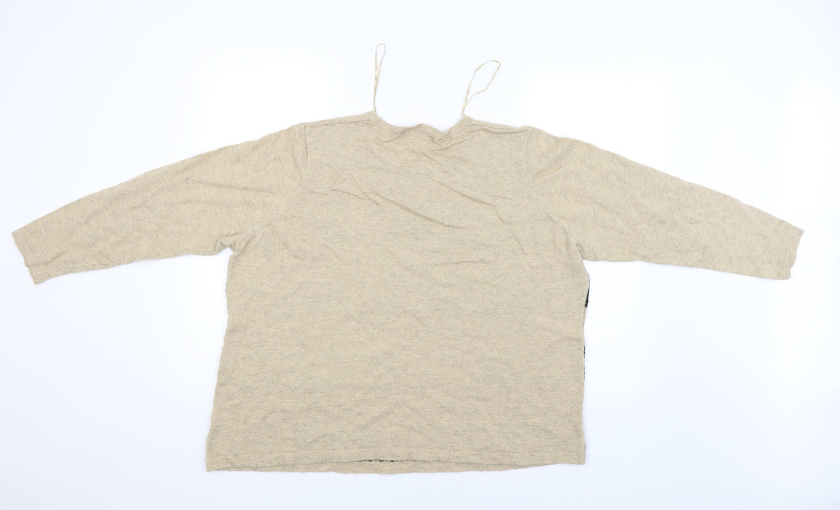 Bonmarché Womens Beige Striped Pullover Jumper Size XL