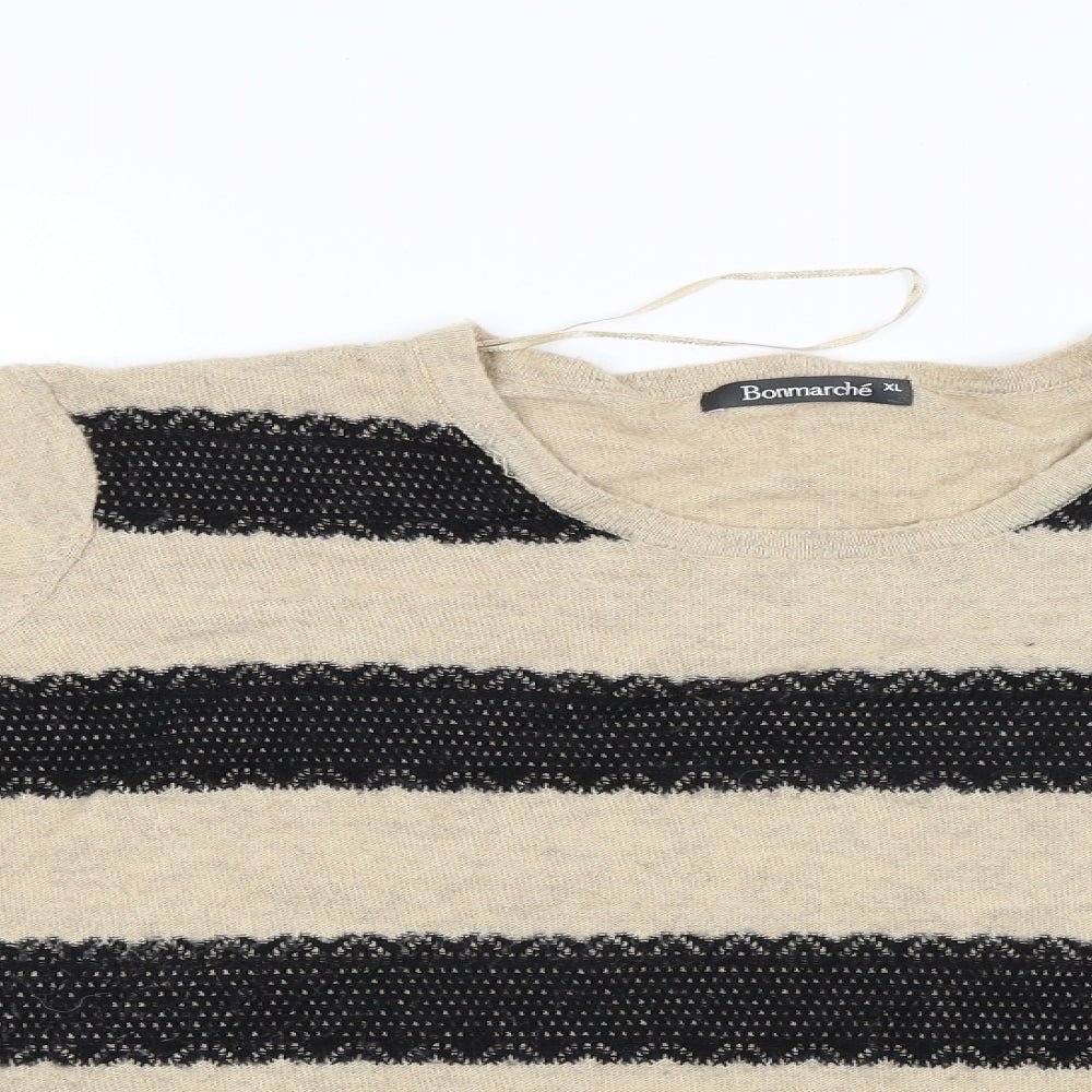 Bonmarché Womens Beige Striped Pullover Jumper Size XL